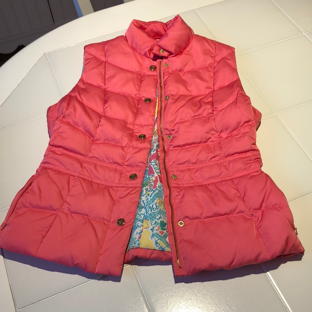 Bright Pink Patterned Lined Lilly Pulitzer Vest